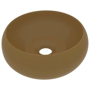 vidaXL Lavat&oacute;rio luxuoso redondo 40x15 cm cer&acirc;mica creme mate