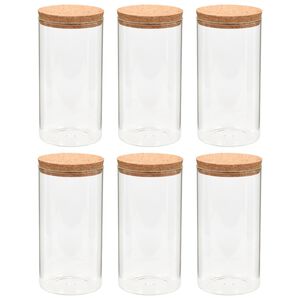 vidaXL Frascos de vidro com tampas de corti&ccedil;a 6 pcs 1400 ml