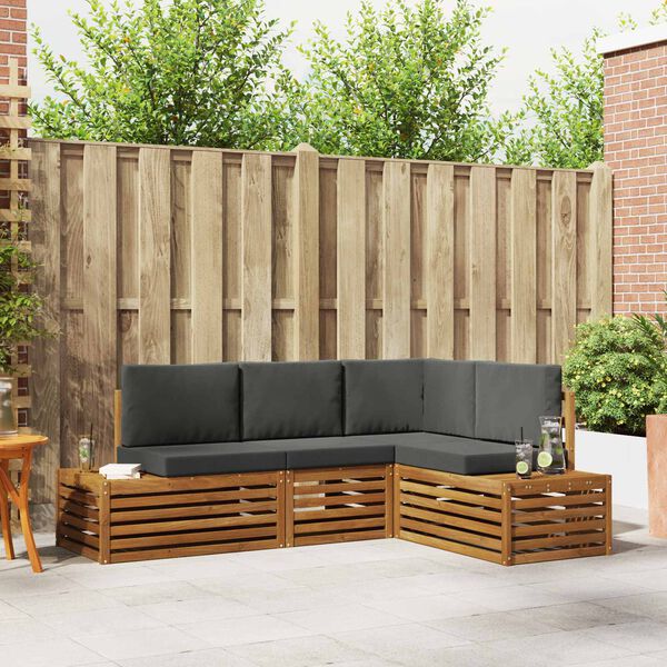 vidaXL Conjunto de Sof&aacute;s para Exterior 4 Pe&ccedil;a Natural e Antracite