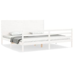 vidaXL Estrutura de cama com cabeceira 200x200cm madeira maci&ccedil;a branco
