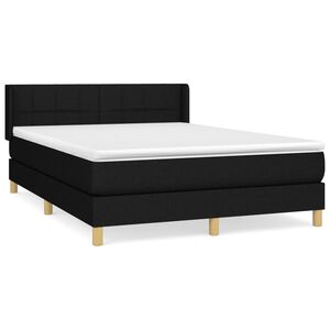 vidaXL Cama com molas/colch&atilde;o 140x190 cm tecido preto