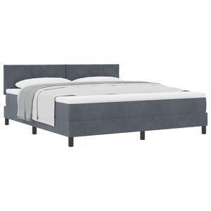vidaXL Cama Box com colch&atilde;o Cinza Escuro 180 x 200 cm Veludo