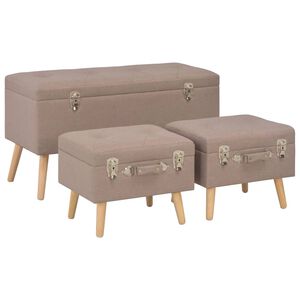 vidaXL Bancos de arruma&ccedil;&atilde;o 3 pcs tecido castanho