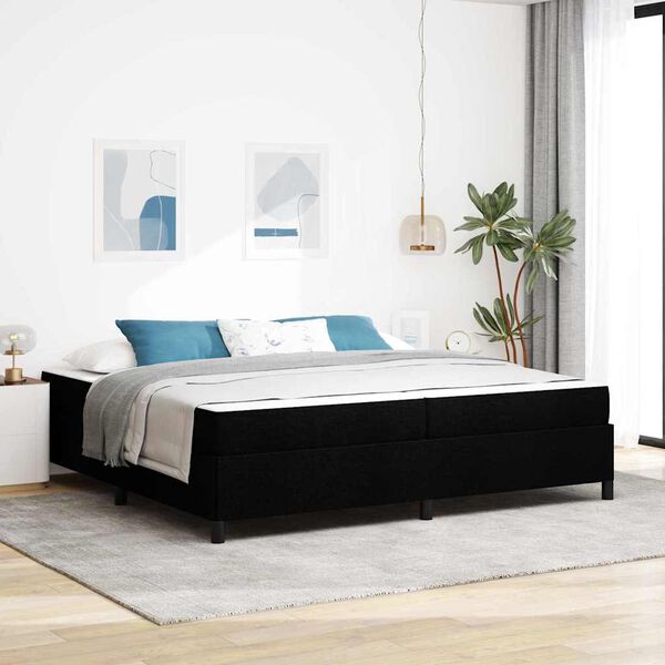 vidaXL Cama Box com colch&atilde;o Preto 200 x 200 cm tecido