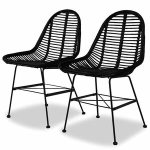 vidaXL Cadeiras de jantar 2 pcs vime genu&iacute;no preto