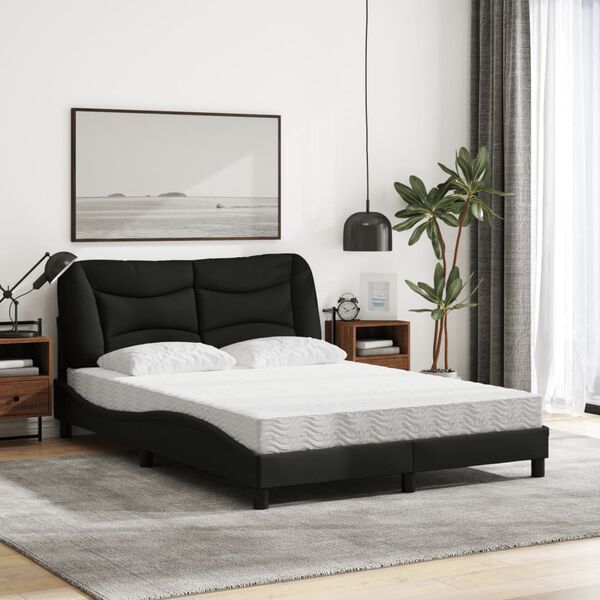 vidaXL Cama com colch&atilde;o Hvar 140x190 cm tecido preto