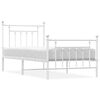 vidaXL Estrutura de cama com cabeceira e p&eacute;s 90x200 cm metal branco