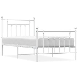 vidaXL Estrutura de cama com cabeceira e p&eacute;s 90x200 cm metal branco