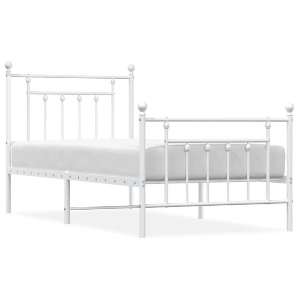 vidaXL Estrutura de cama com cabeceira e p&eacute;s 90x200 cm metal branco
