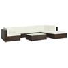 vidaXL 8 pcs conjunto lounge jardim c/ almofad&otilde;es vime PE castanho