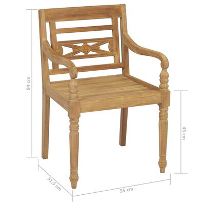 vidaXL Cadeiras Batávia com almofadões 6 pcs madeira de teca maciça