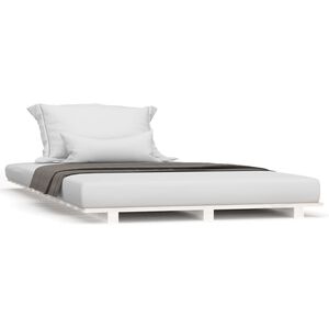 vidaXL Estrutura de cama 90x200 cm madeira de pinho maci&ccedil;a branco