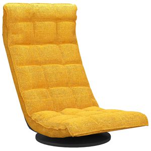 vidaXL Cadeira de piso girat&oacute;ria tecido amarelo mostarda