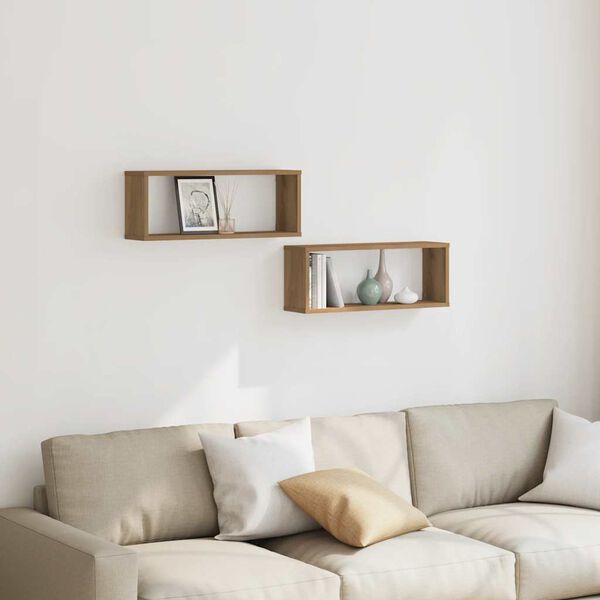 vidaXL Prateleiras parede cubo 2 pcs deriv. madeira carvalho artisiano