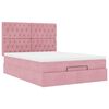 vidaXL Estrutura de cama otomana com colch&otilde;es 140x190 cm veludo rosa