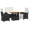 vidaXL 4 pcs conjunto de jardim p/ jardim c/ almofad&otilde;es vime PE preto