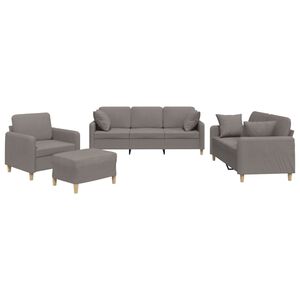 vidaXL 4 pcs conjunto de sof&aacute;s com almofadas tecido cinza-acastanhado