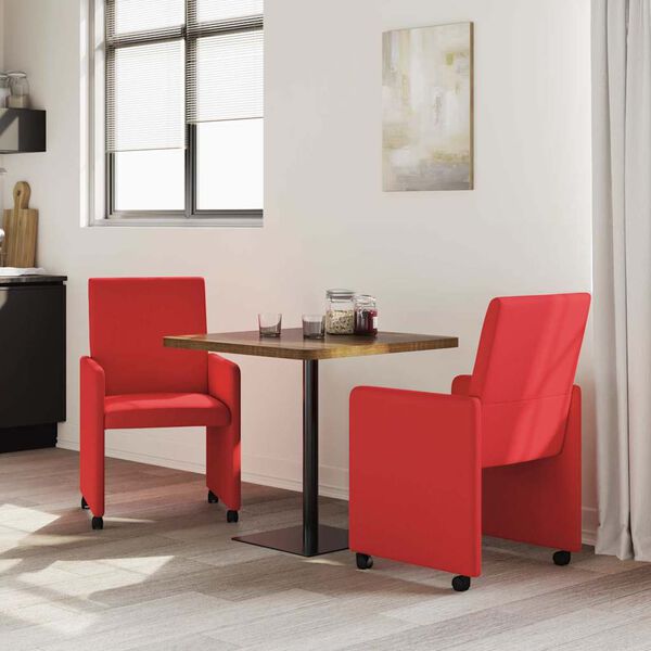 vidaXL Cadeiras de Jantar com Rodas 2 pcs Vermelho 57 x 66 x 94 cm