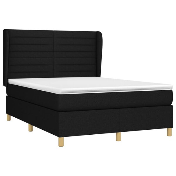 vidaXL Cama com molas/colch&atilde;o 140x190 cm tecido preto