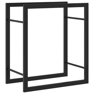vidaXL Suporte para lenha 50x28x56 cm a&ccedil;o preto mate