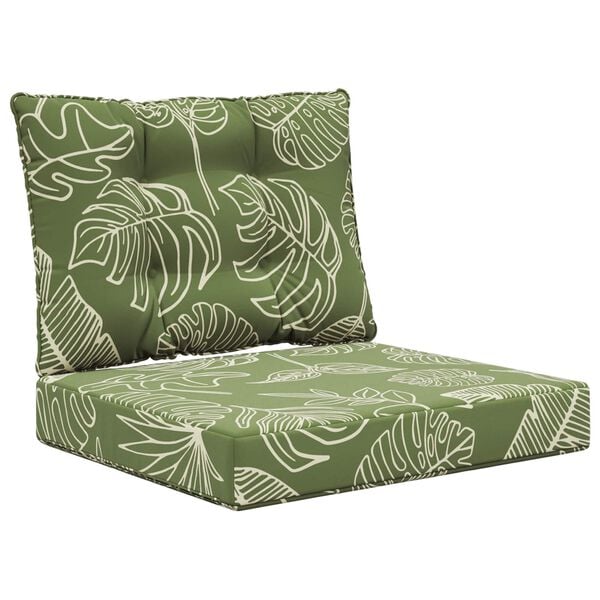 vidaXL Almofada para Sof&aacute; Externo 2 pcs Design de Folha Poli&eacute;ster