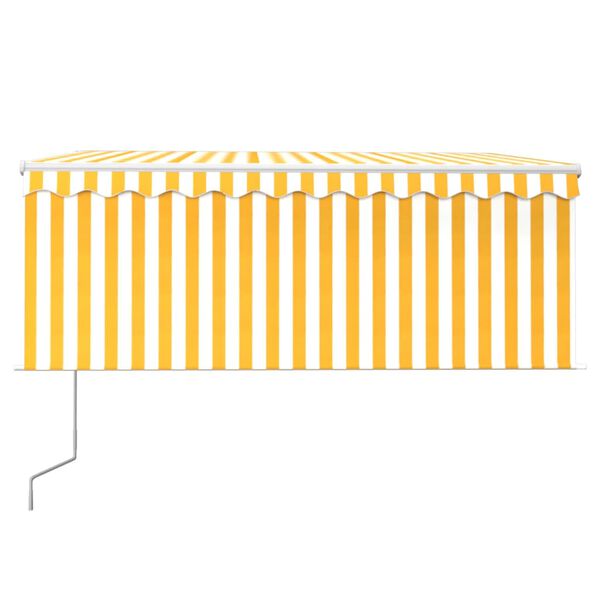 vidaXL Toldo autom. c/ estore/LED/sensor vento 3x2,5m amarelo/branco