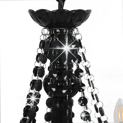 vidaXL Lustre com contas lâmpadas 12 x E14 preto
