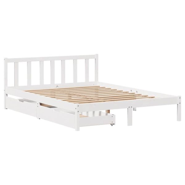 vidaXL Cama sem colch&atilde;o 120x190 cm madeira de pinho maci&ccedil;a branco