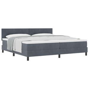 vidaXL Cama Box com colch&atilde;o Cinza Escuro 200 x 200 cm Veludo