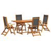 vidaXL 7 pcs conjunto de jantar para jardim ac&aacute;cia maci&ccedil;a e textilene