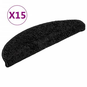 vidaXL Tapetes de escada 15 pe&ccedil;as 56x17x3 cm pretos semicirculares