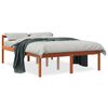 vidaXL Cama para idosos 135x190 cm madeira pinho maci&ccedil;a castanho cera