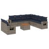 vidaXL Conjunto de sof&aacute; de jardim com 10 pe&ccedil;as e almofadas em rattan sint&eacute;tico cinza