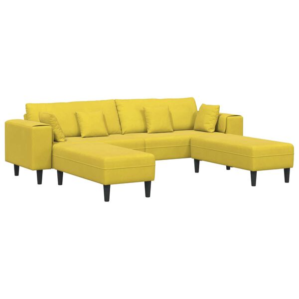 vidaXL Sof&aacute; com almofada 3 pcs Amarelo Veludo