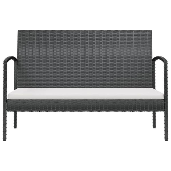 vidaXL 8 pcs conjunto lounge de jardim c/ almofadões vime PE preto