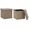 vidaXL Bancos de arruma&ccedil;&atilde;o dobr&aacute;veis 2 pcs PVC cor cappuccino