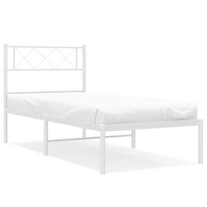 vidaXL Estrutura de cama com cabeceira 100x190 cm metal branco