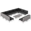 vidaXL 12pcs conj. lounge jardim c/ almofad&otilde;es vime PE cinzento-escuro