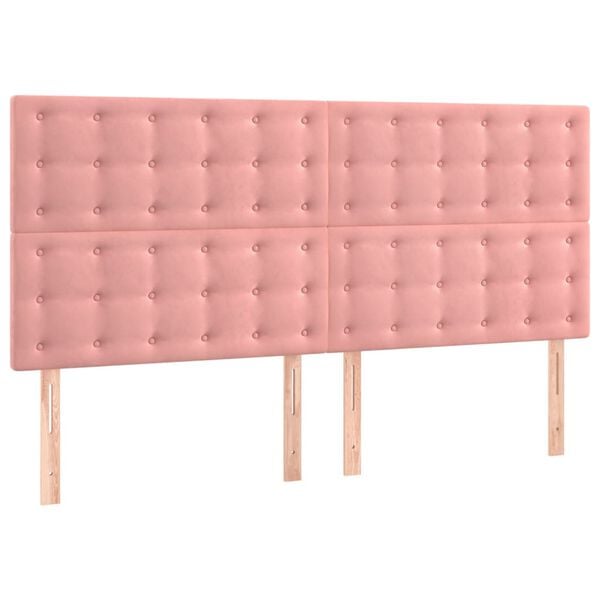 vidaXL Cabeceira Rosa 160x5x118/128 cm Veludo