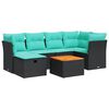 vidaXL 7 pcs conjunto de sof&aacute;s p/ jardim c/ almofad&otilde;es vime PE preto