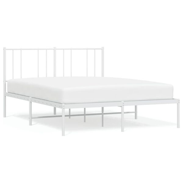 vidaXL Estrutura de cama com cabeceira 140x200 cm metal branco