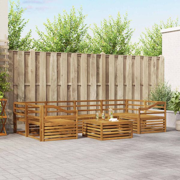 vidaXL Conjunto de Sof&aacute;s para Exterior 7 pcs Natural