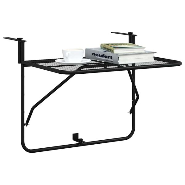 vidaXL Mesa para varanda 60x40 cm a&ccedil;o preto