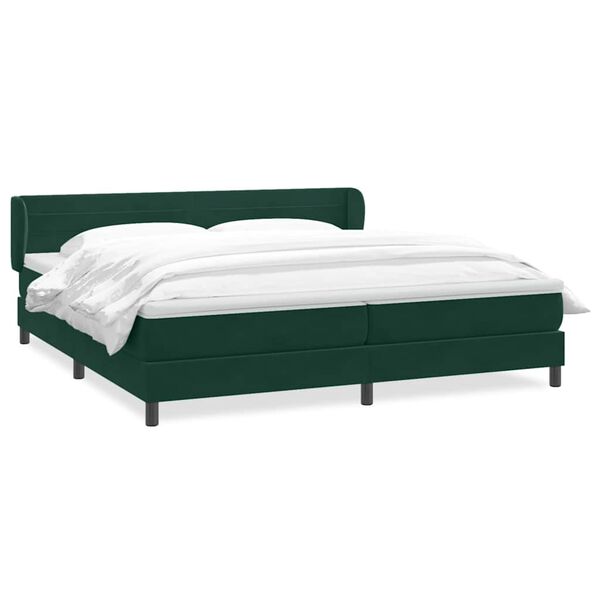 vidaXL Cama com molas/colch&otilde;es 180x220 cm veludo verde-escuro
