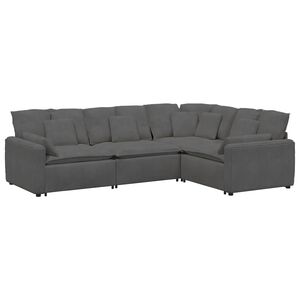 vidaXL Sof&aacute; modular com almofadas em tecido de veludo cotel&ecirc; cinza escuro
