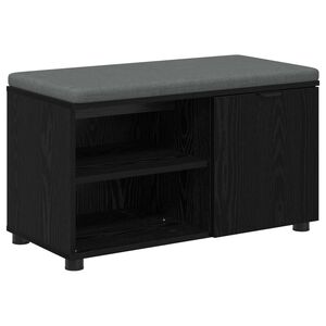 vidaXL Banco de Hall com almofada Carvalho Preto 80 x 38 x 46 cm