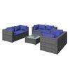 vidaXL 7 pcs conjunto lounge de jardim c/ almofad&otilde;es vime PE cinzento