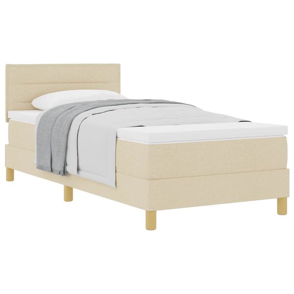 vidaXL Cama Box com colch&atilde;o com cabeceira Creme 80 x 200 cm tecido