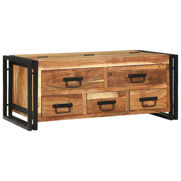 vidaXL Mesa de centro com gaveta Castanho Madeira de acácia maciça