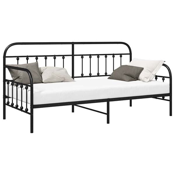 vidaXL Estrutura de cama de dia Preto 100 x 190 cm Aço revestido a pó